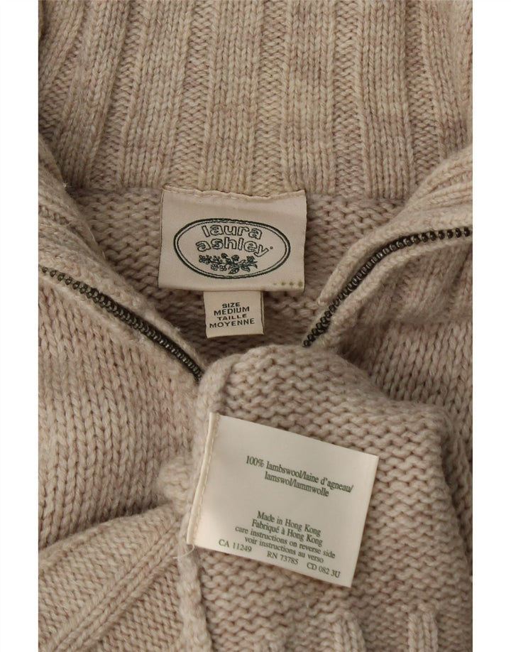 Damski sweter rozpinany Laura Ashley UK 14 Średni beżowy wełniany