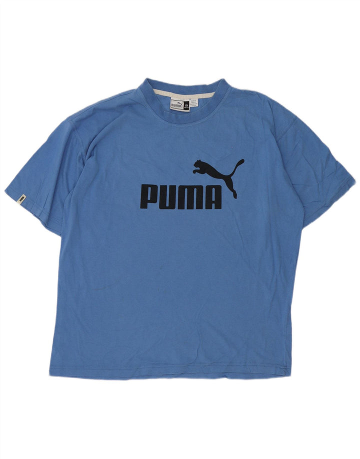Męska koszulka z grafiką Puma, góra XL, niebieska bawełna