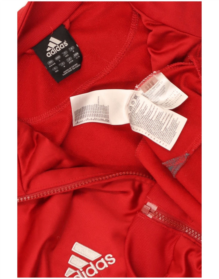 Adidas Męska bluza dresowa UK 44/46 Duży czerwony poliester z blokami kolorów