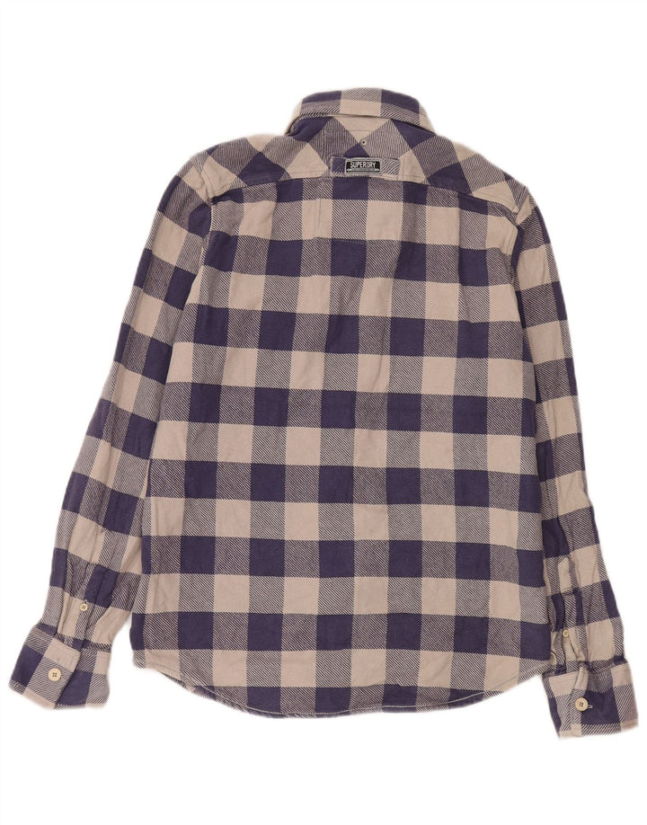 Męska koszula flanelowa Superdry, duża, granatowa, bawełniana w kratkę