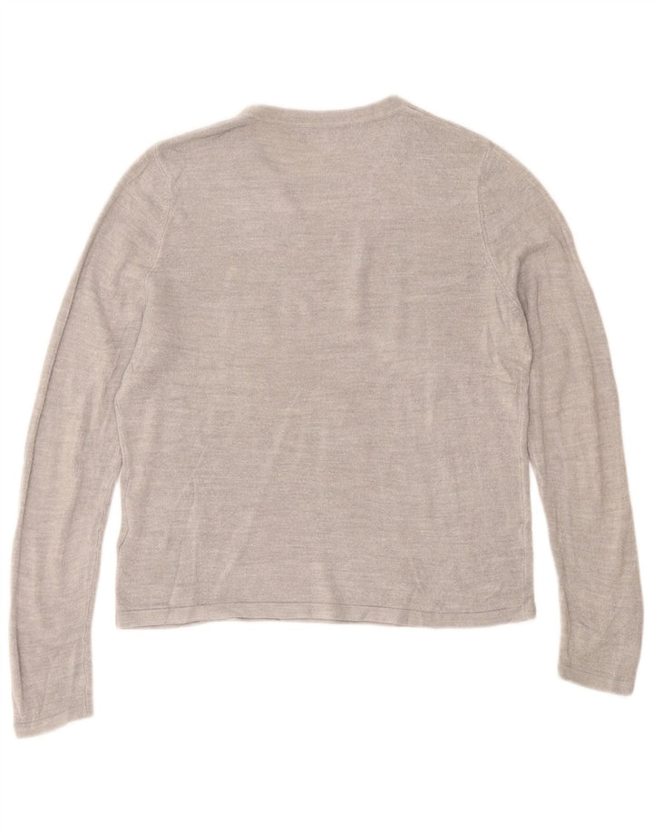 Marks & Spencer Damski sweter z okrągłym dekoltem, UK 14, średni szary akryl