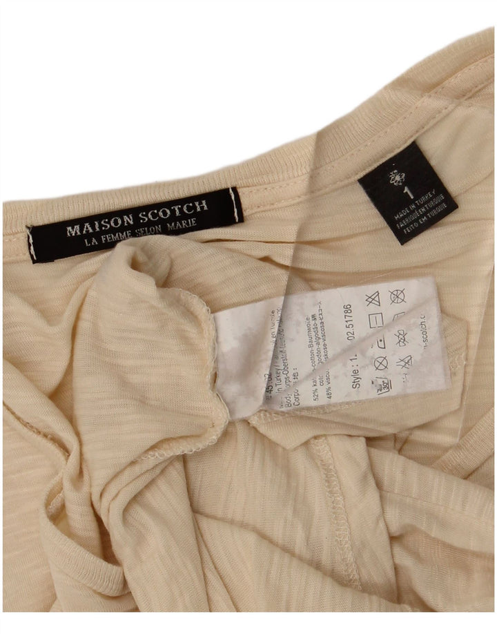 T-shirt damski Maison Scotch, rozmiar 1, mały, beżowy, bawełniany