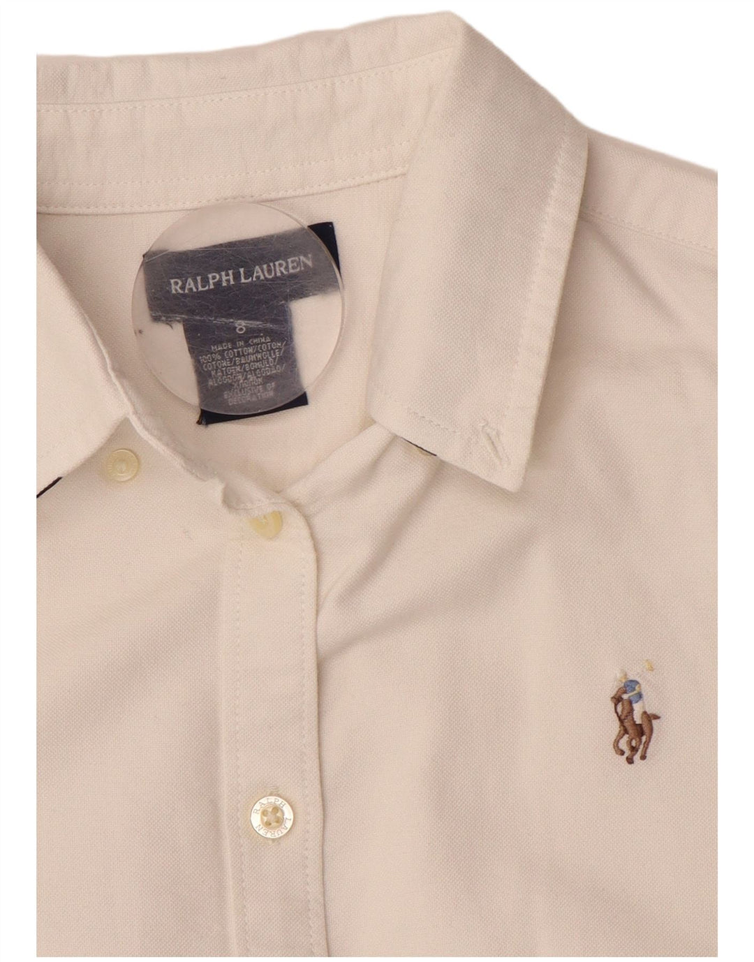 RALPH LAUREN Dziewczęca sukienka koszulowa 7-8 lat, biała, bawełniana