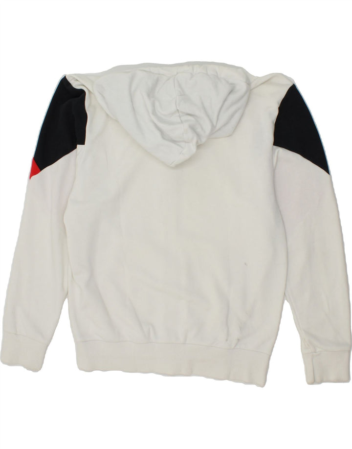 PUMA Mens Zip Hoodie Sweater Small White Colourblock Cotton Vintage Puma and Second-Hand Puma from Messina Hembry 