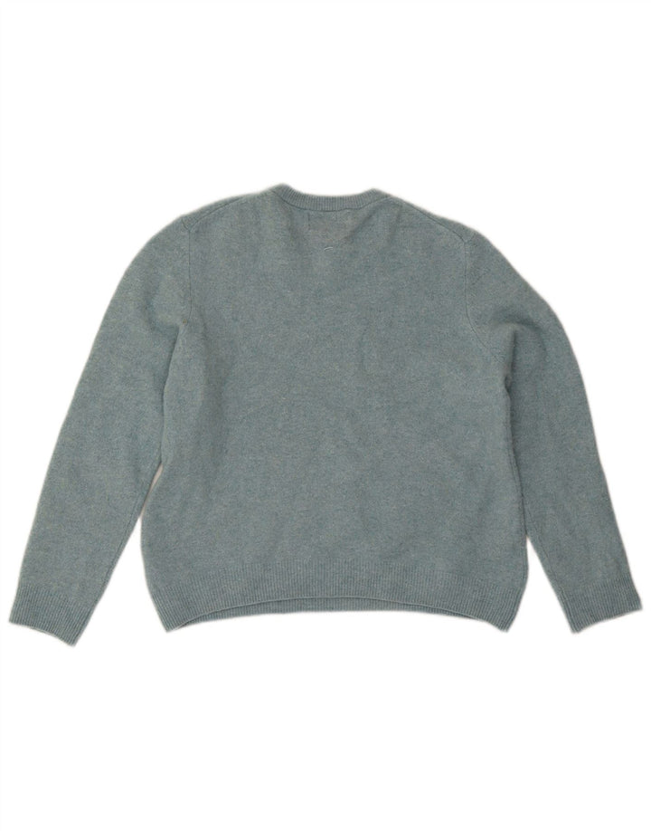 Marks & Spencer Damski sweter z okrągłym dekoltem UK 14, duży, niebieski z owczej wełny