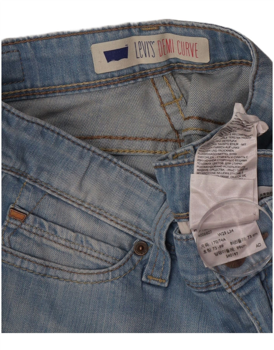 Damskie jeansy Levi's Demi Curve Slim W29 L34 Niebieska bawełna