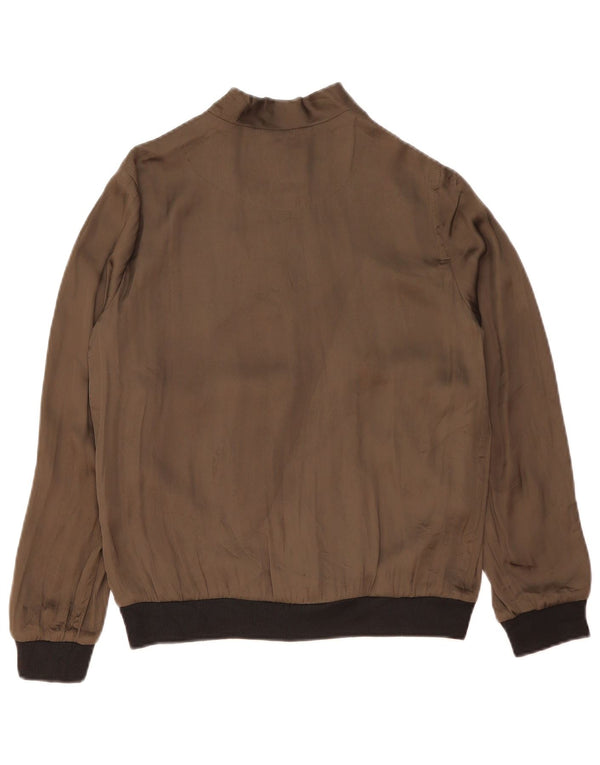 Damska kurtka bomberka oversize Zara UK 10, mała, khaki, poliester z blokami kolorów