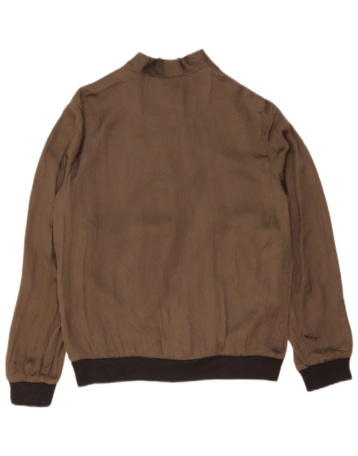 Damska kurtka bomberka oversize Zara UK 10, mała, khaki, poliester z blokami kolorów