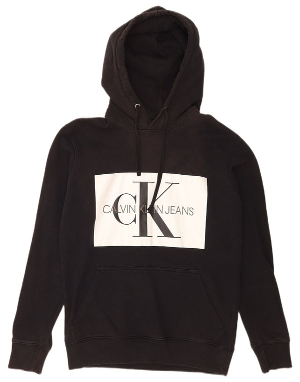 Męski sweter z kapturem i grafiką Calvin Klein Jeans, mały, czarny