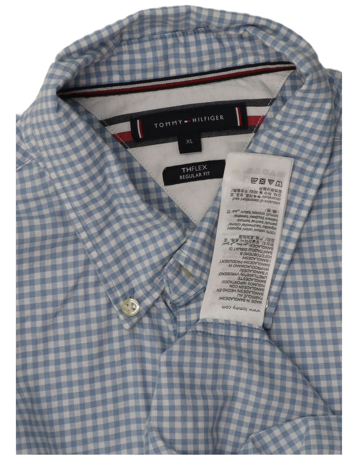 Męska koszula o regularnym kroju TOMMY HILFIGER XL w niebieską kratkę, bawełniana