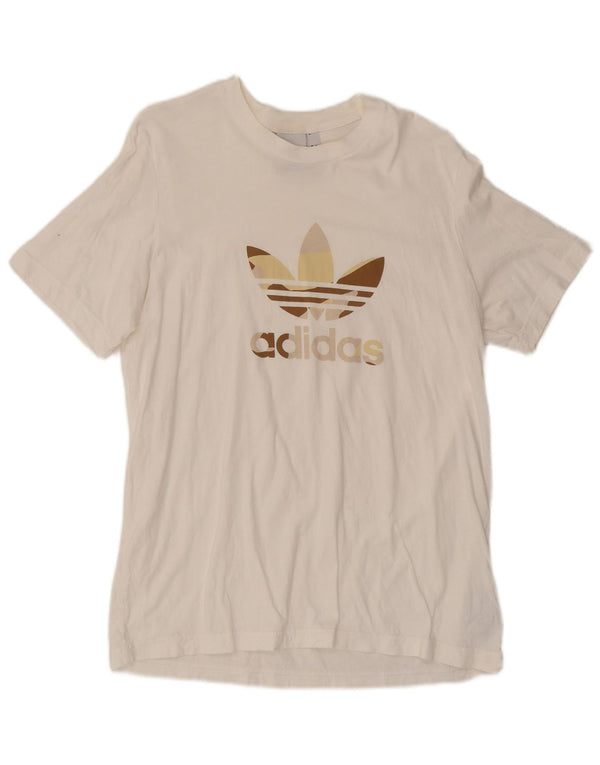 Męska koszulka z grafiką Adidas, duża, biała, bawełniana