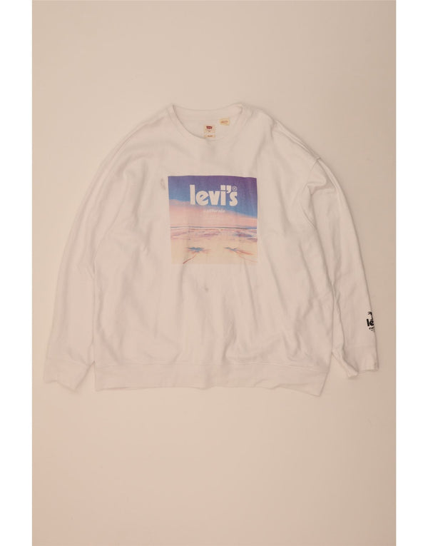 Męska bluza Levi's Graphic o swobodnym kroju, 2XL, biała bawełna