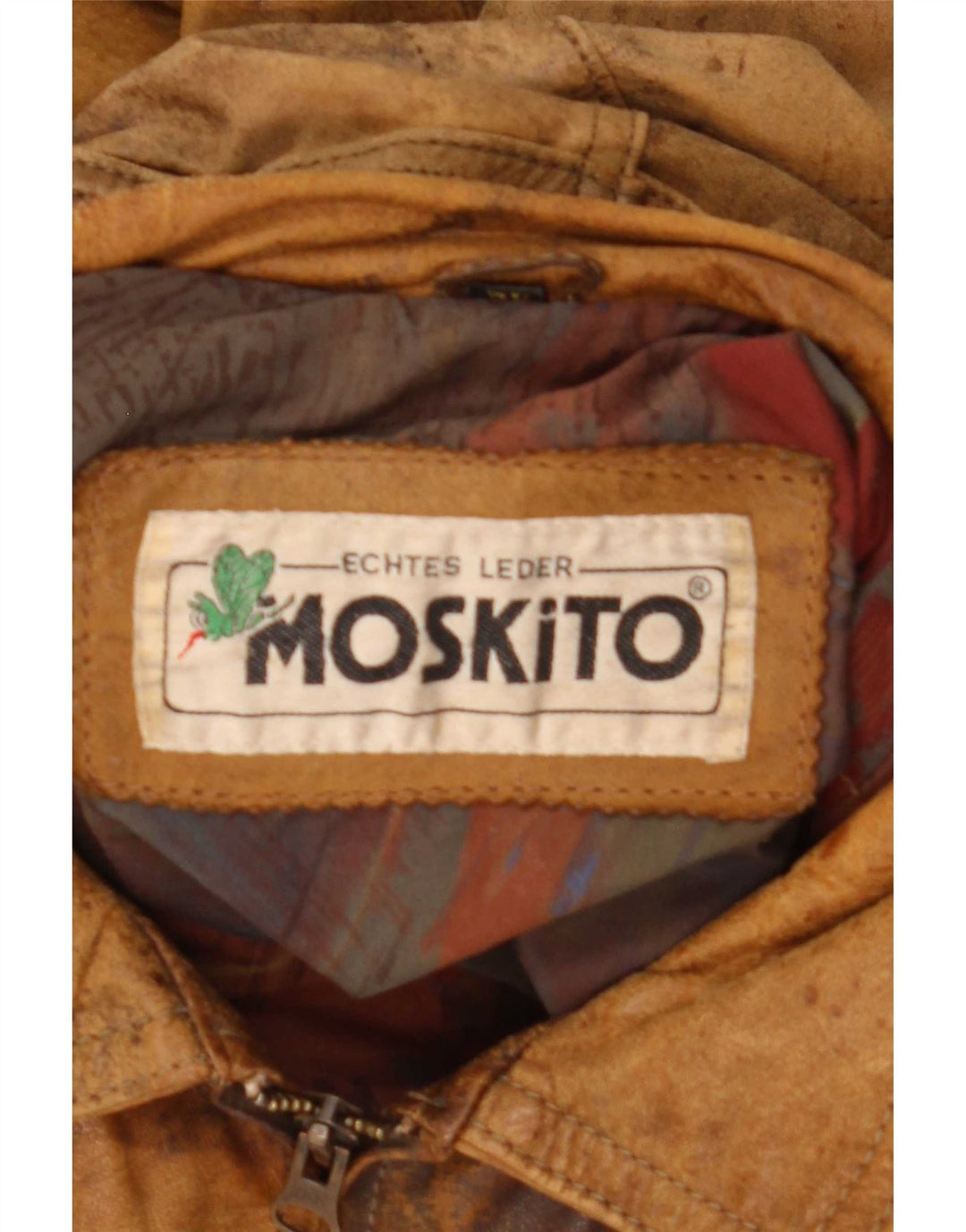 Vintage męska kurtka skórzana UK 40 duża beżowa