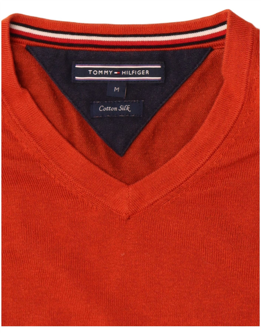 Męski sweter Tommy Hilfiger z dekoltem w kształcie litery V, średni pomarańczowy