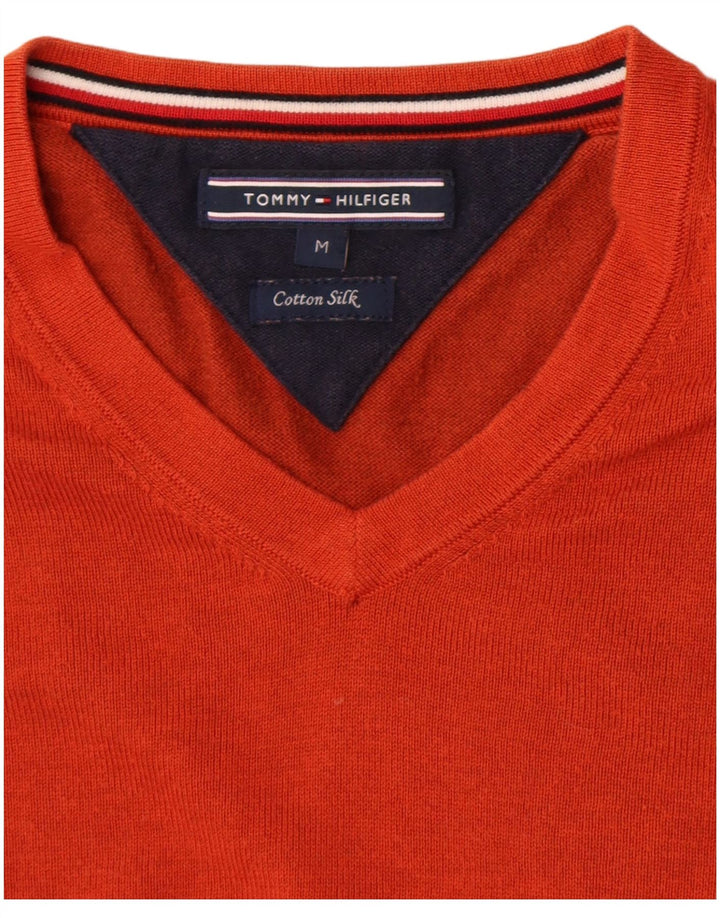 Męski sweter Tommy Hilfiger z dekoltem w kształcie litery V, średni pomarańczowy