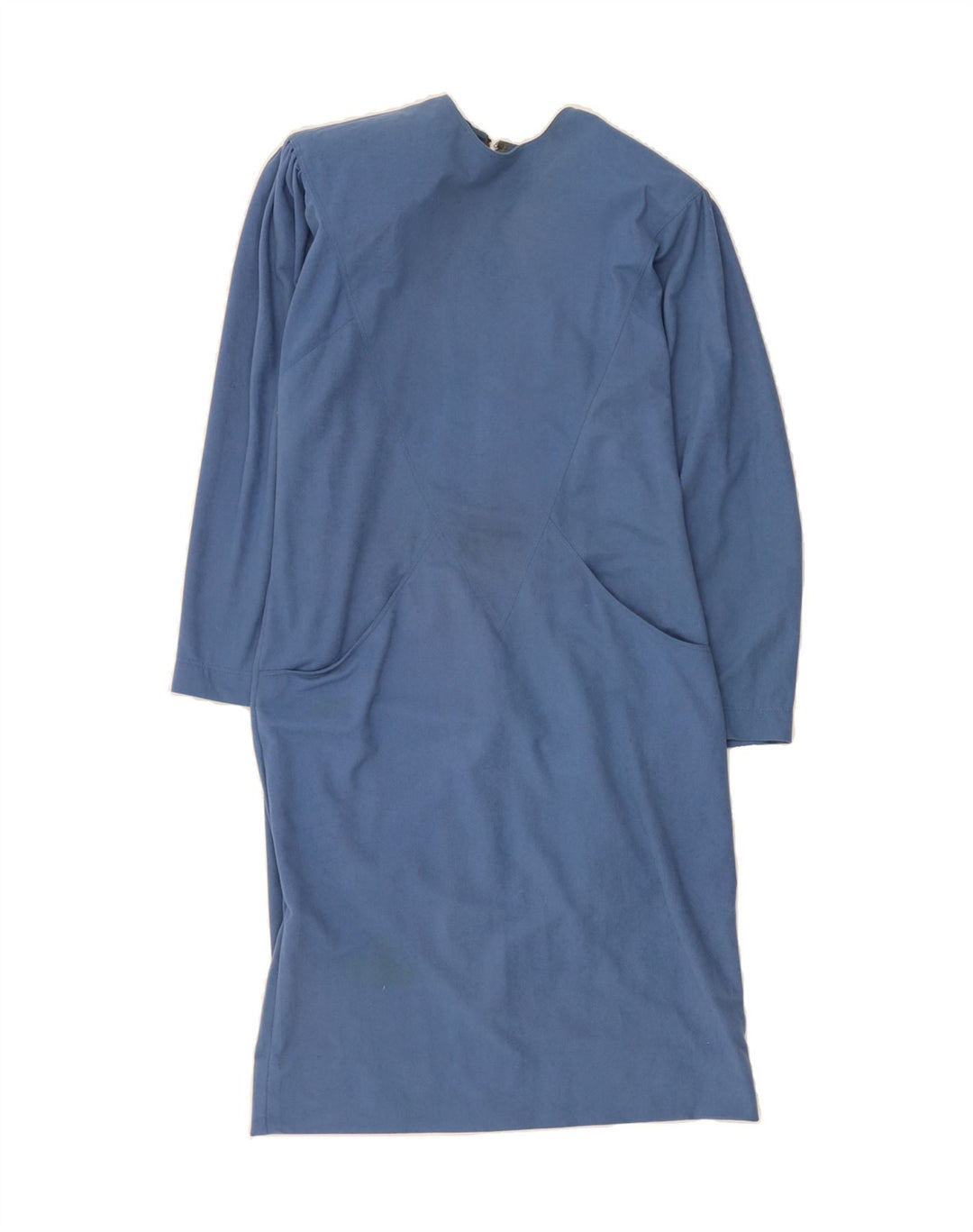 VINTAGE Womens Long Sleeve Shift Dress UK 14 Large Blue Vintage Vintage and Second-Hand Vintage from Messina Hembry 