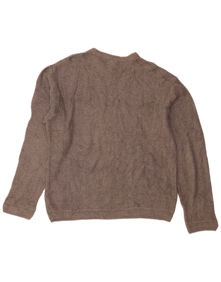 Męski sweter z wycięciem pod szyją Chaps, duży, szary, bawełniany w jodełkę