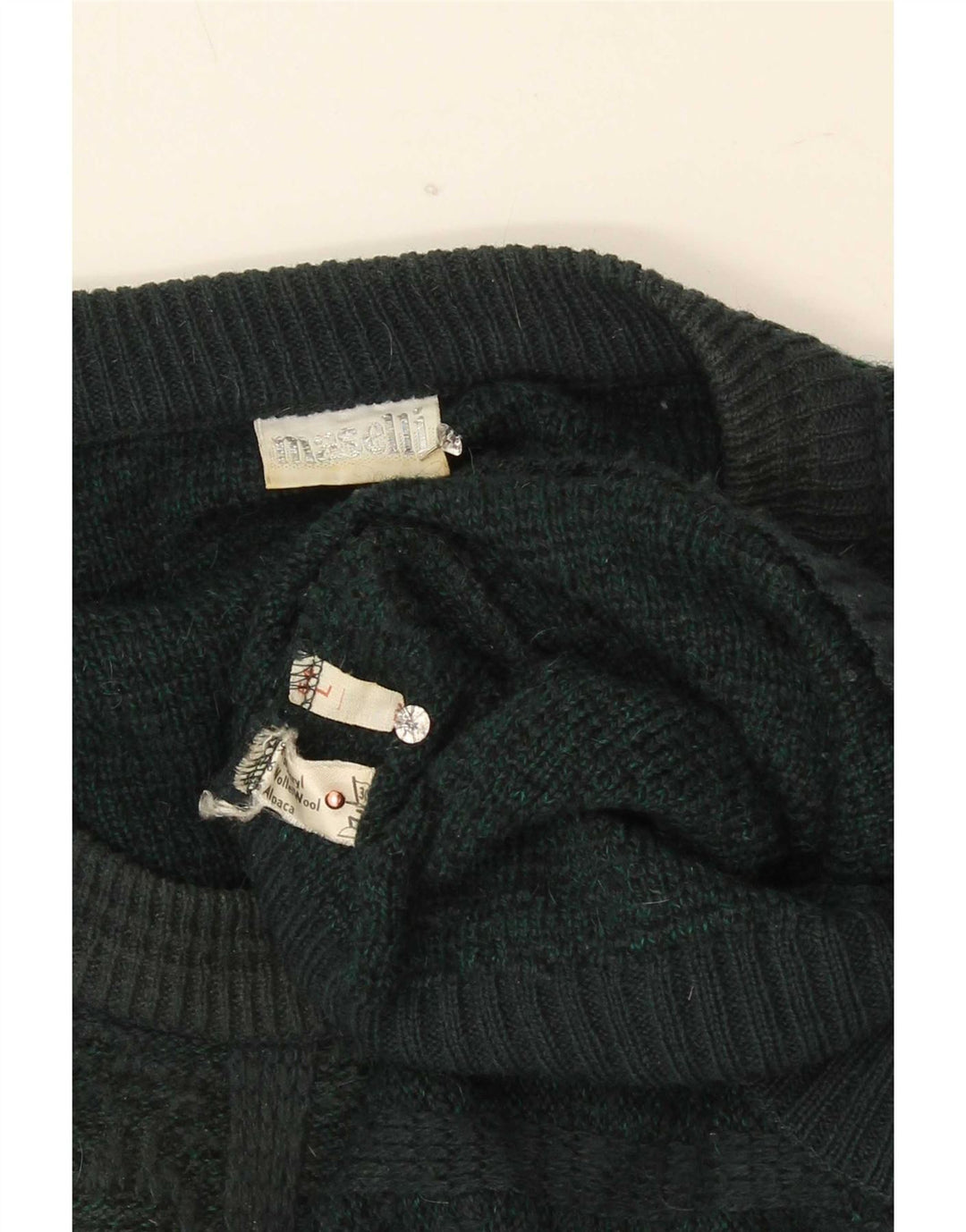 Maselli Męski sweter o regularnym kroju z okrągłym dekoltem, duży, zielony, geometryczny