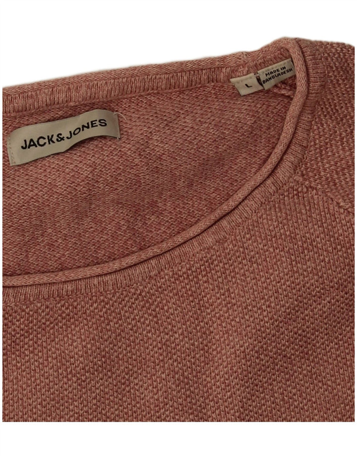 Męski sweter Jack & Jones z okrągłym dekoltem, duży, różowy, bawełniany