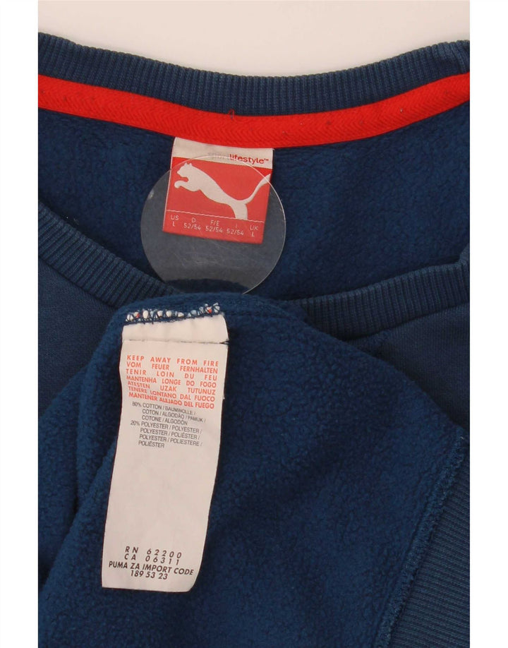Męska bluza z grafiką Puma, duża, niebieska, bawełniana
