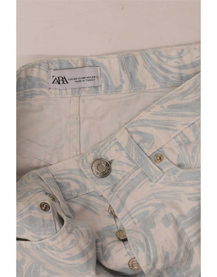 Damskie spodenki jeansowe Zara z abstrakcyjnym wzorem EU 34 2XS W24 niebieskie