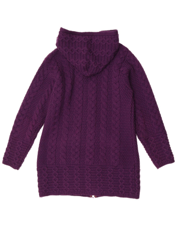Damski sweter rozpinany z długim rękawem Aran Crafts UK 10, mały fiolet