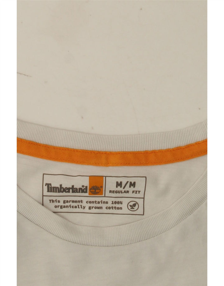 Męska koszulka Timberland o regularnym kroju z grafiką, średnia biała bawełna