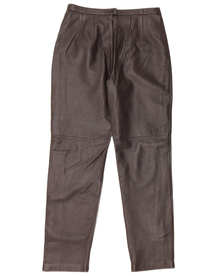 Damskie zwężane spodnie skórzane GIANNI US 4 Small W26 L28 Brązowa skóra