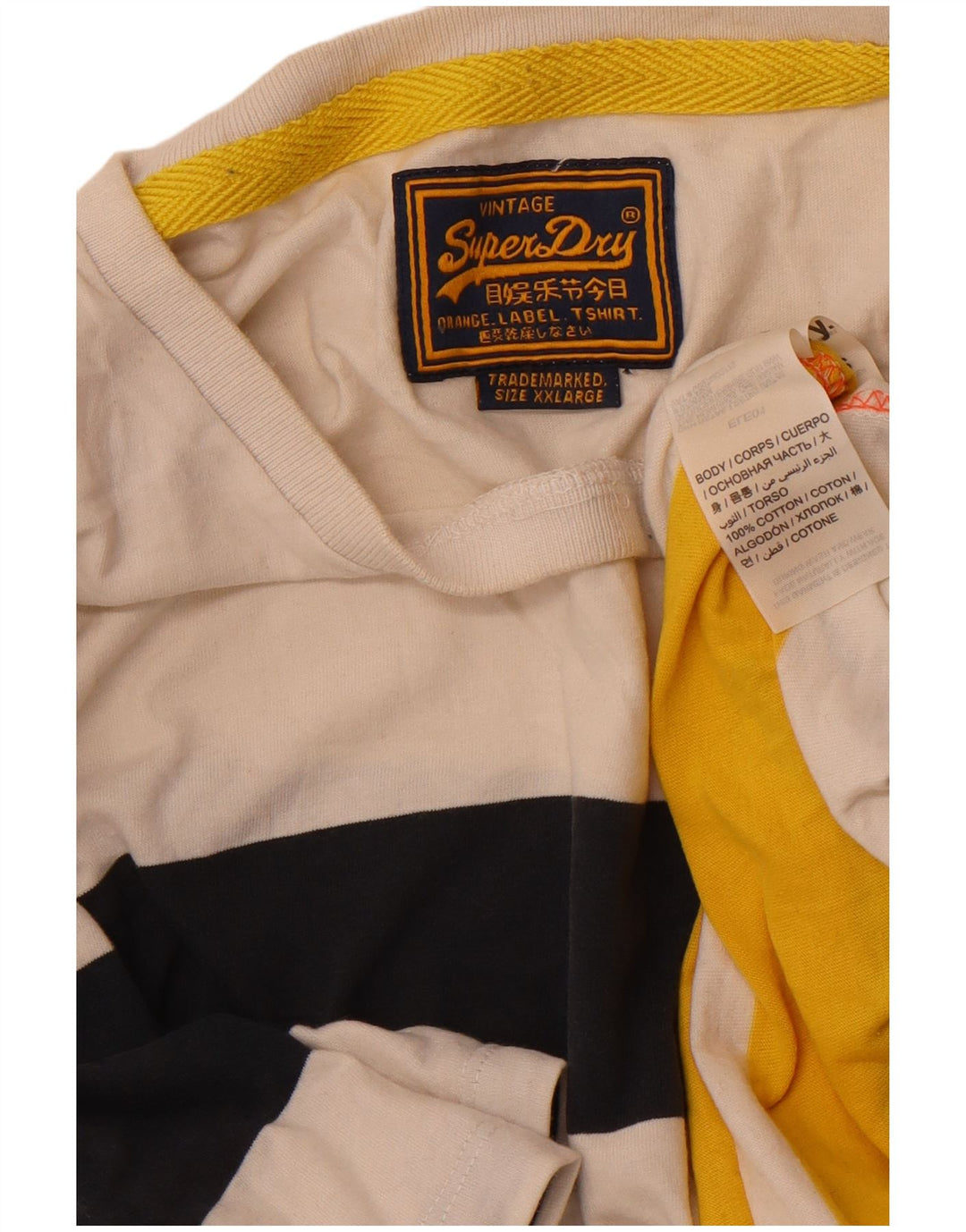 T-shirt męski Superdry, bawełniany top 2XL w kolorze złamanej bieli