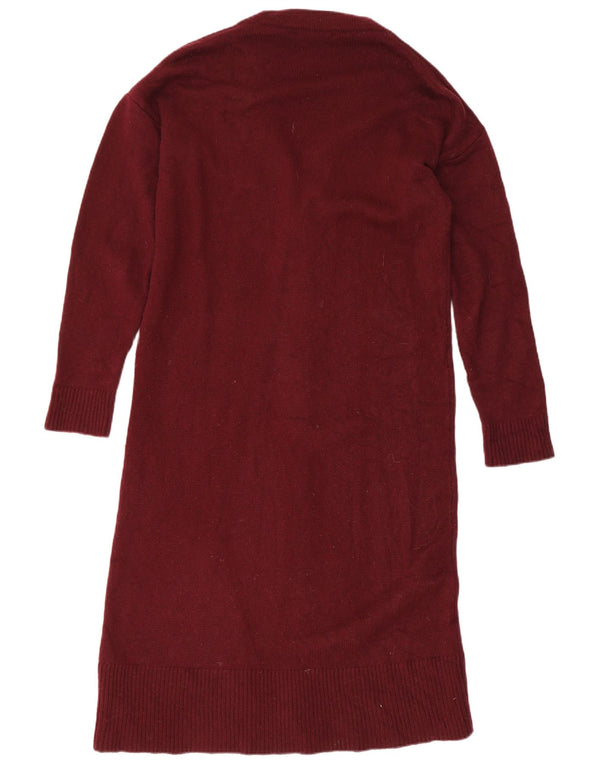 Sweter damski Massimo Dutti o przedłużonym fasonie, UK 10, mała, bordowa wełna