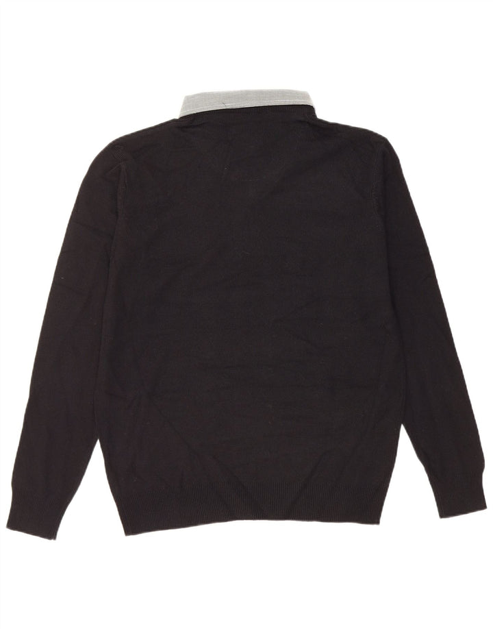 PIERRE CARDIN Męski sweter z dekoltem w kształcie litery V, duży, czarny, akrylowy