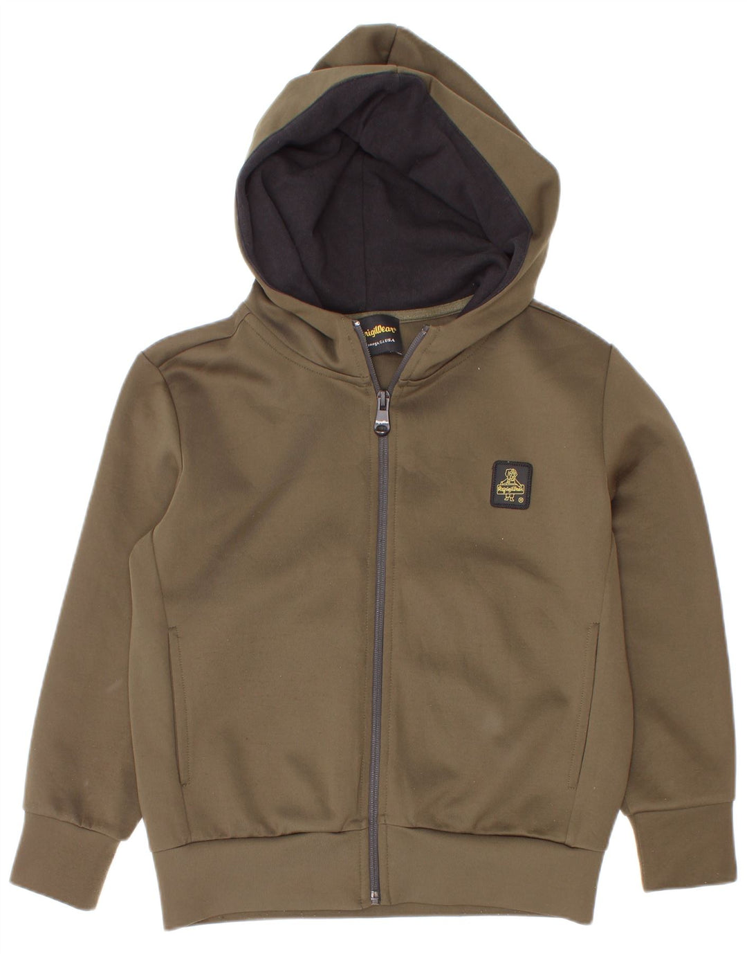Refrigiwear Chłopięcy sweter z kapturem i zamkiem, 7-8 lat, khaki, poliester