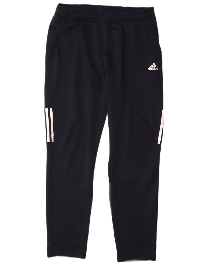 Męskie spodnie dresowe Adidas, duże, granatowe, z blokami kolorów, poliestrowe