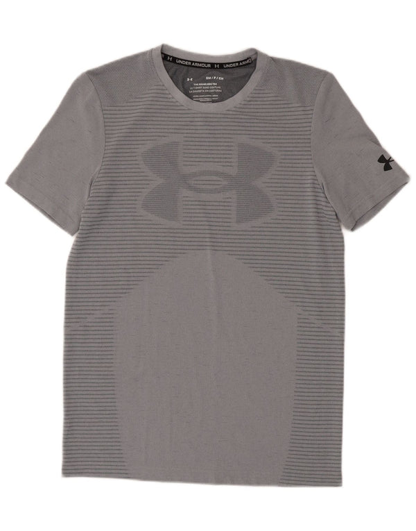 Męski T-shirt Under Armour Heat Gear z grafiką, mały, szary w prążki