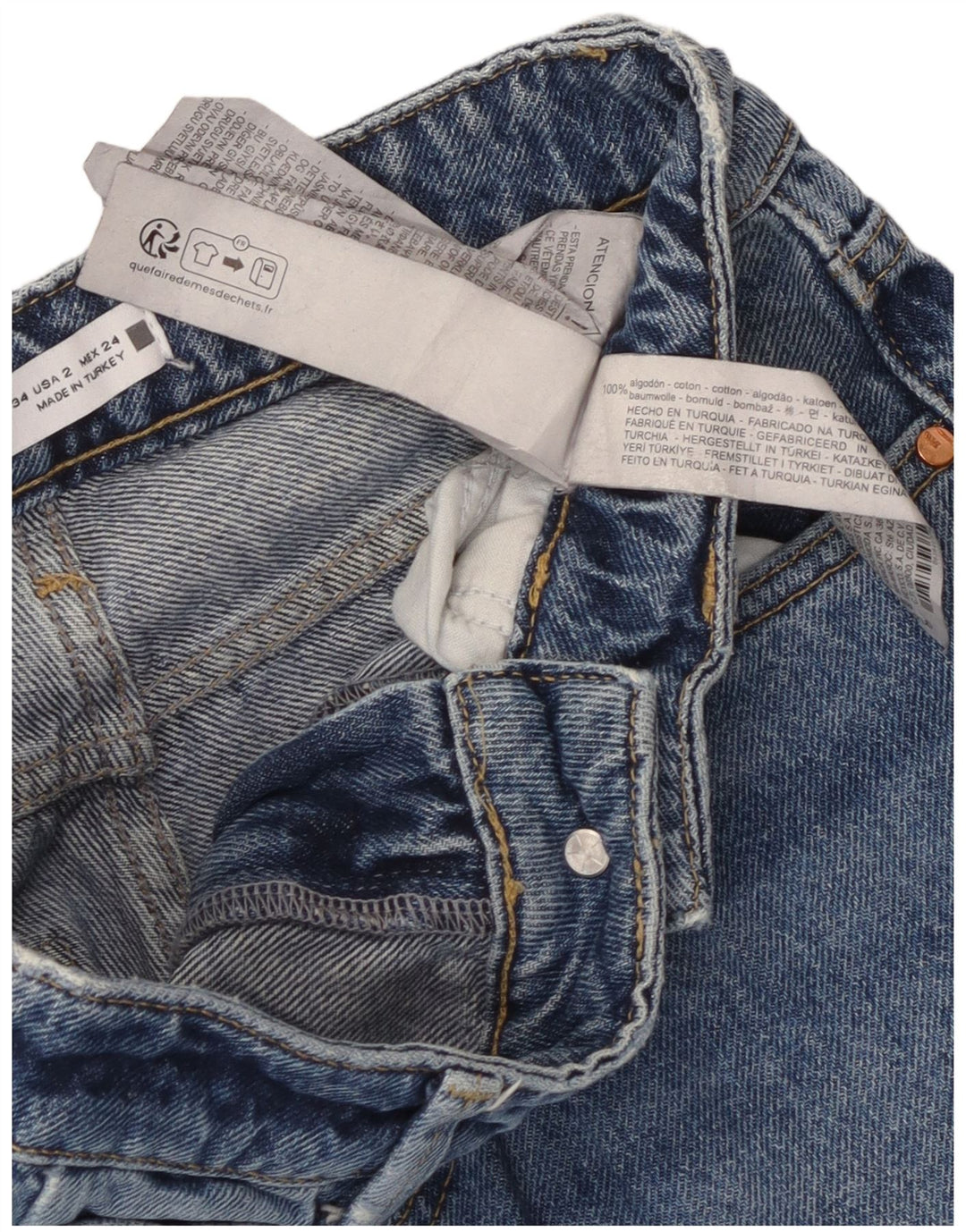 Damskie proste dżinsy Zara EU 34 2XS W24 L29 Niebieskie