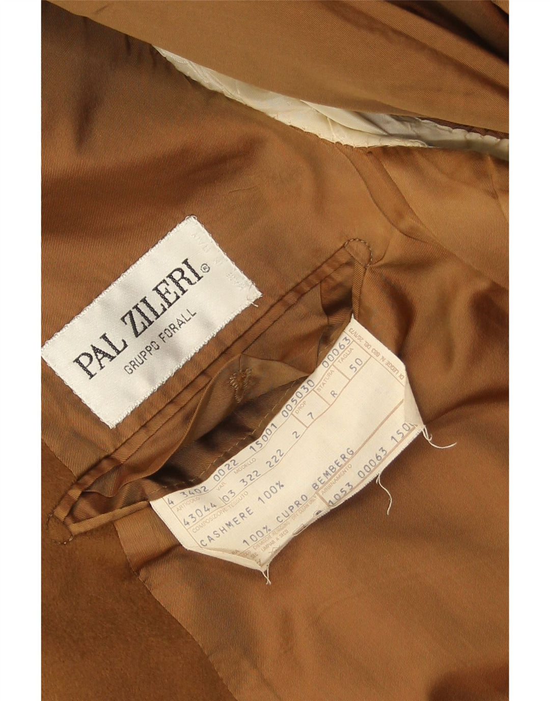 Męska marynarka zapinana na 2 guziki Pal Zileri IT 50, duży, beżowy kaszmir