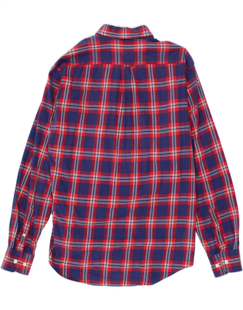 GANT Mens Burlington Twill Shirt Medium Navy Blue Check Cotton Vintage Gant and Second-Hand Gant from Messina Hembry 