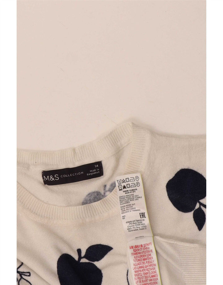 Marks & Spencer Damski sweter z wycięciem pod szyją, UK 14, duży, biały