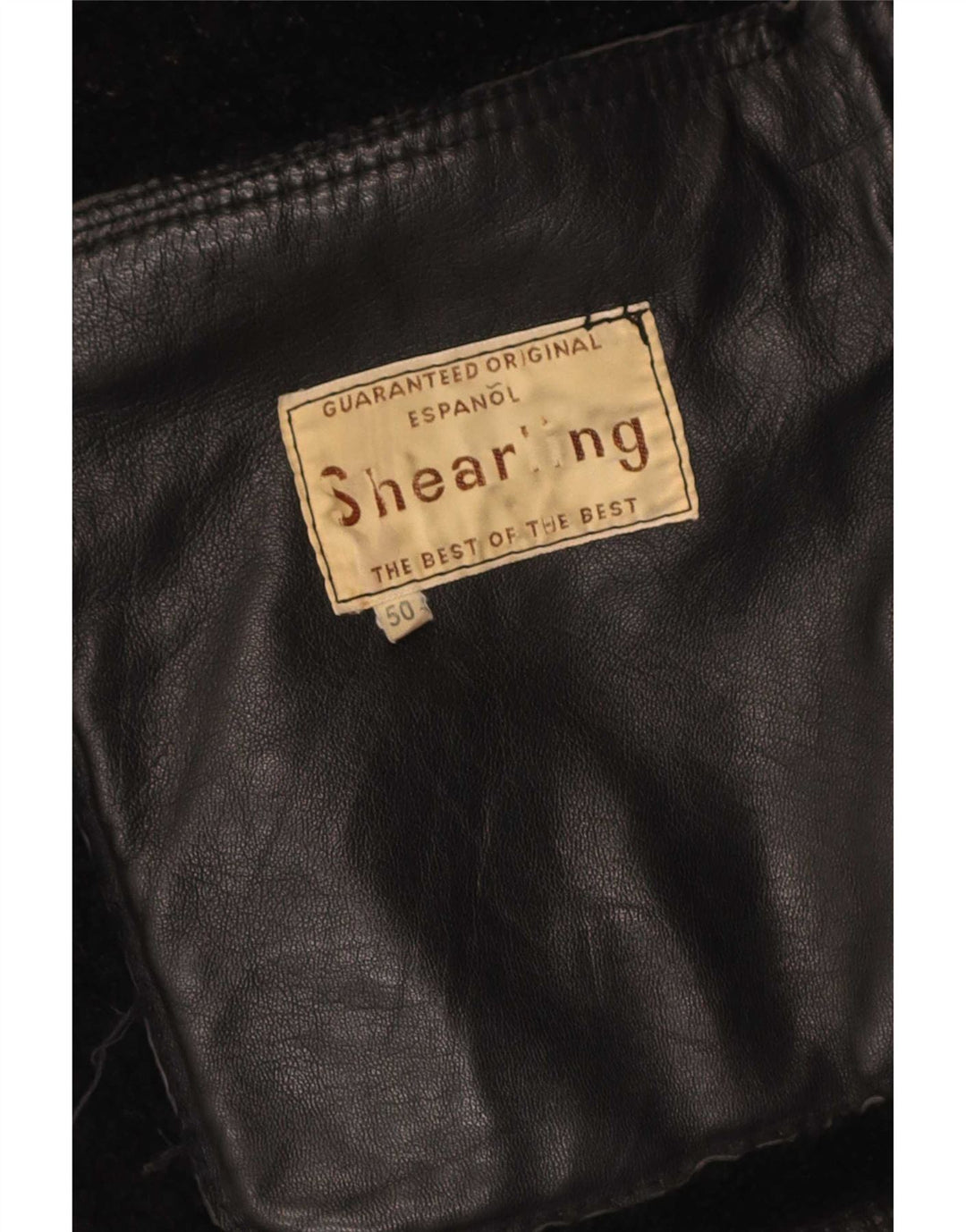 Vintage męska kurtka shearling IT 50 duża czarna skóra