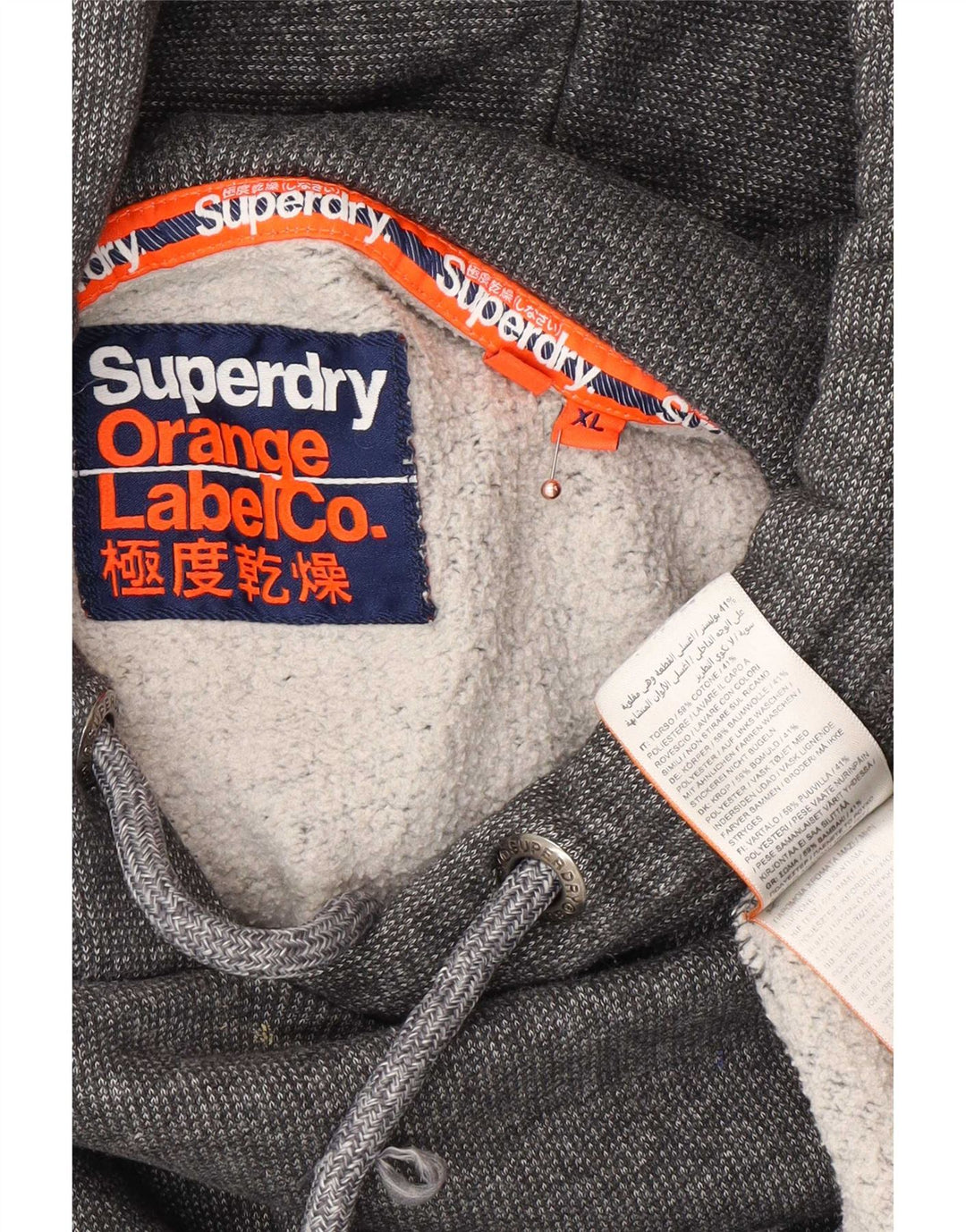 Męski sweter z kapturem Superdry XL, szary, bawełniany