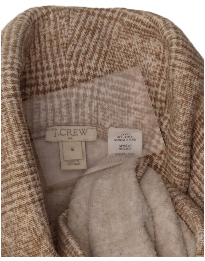 J. CREW Damski sweter z golfem UK 14, poliester w kratkę, w kolorze średniego beżu
