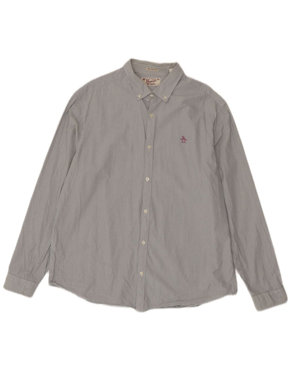 Koszula męska Penguin Heritage Slim Fit 2XL, niebieska, bawełniana w prążki