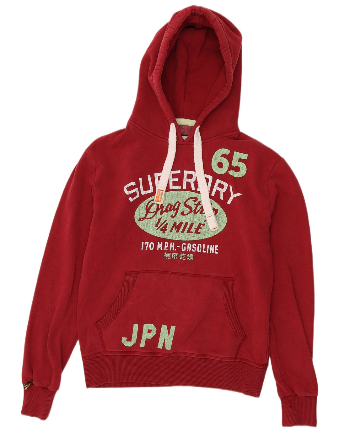 Męski sweter z kapturem Superdry z grafiką, średnio czerwony, bawełniany