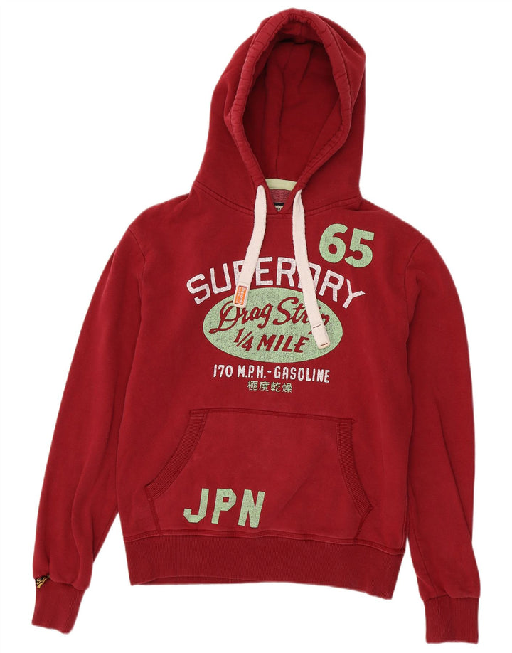 Męski sweter z kapturem Superdry z grafiką, średnio czerwony, bawełniany