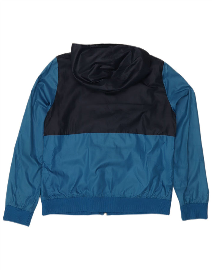 ADIDAS Womens Hooded Rain Jacket EU 38 Medium Blue Colourblock Polyester