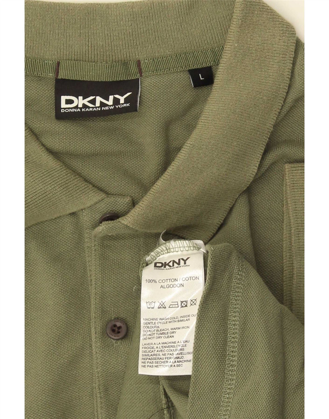 Męska koszulka polo Dkny, duża, bawełniana w kolorze khaki