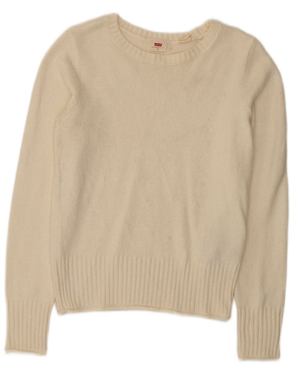 Damski sweter Levi's z dekoltem w łódkę UK 12 Średni złamany biały poliamid