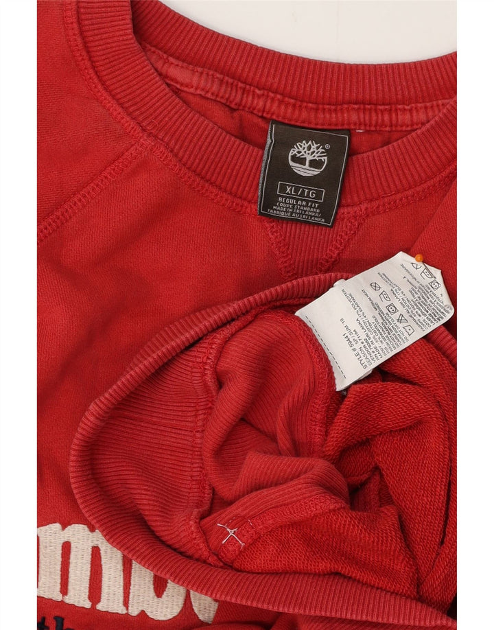 TIMBERLAND Mens Regular Fit Graphic Sweatshirt Jumper XL Red Cotton Vintage Timberland and Second-Hand Timberland from Messina Hembry 