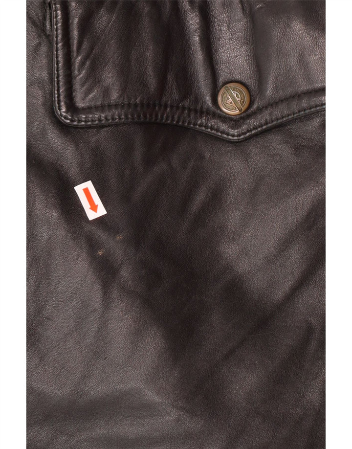 Męska kurtka skórzana VINTAGE IT 54 2XL Czarna skóra