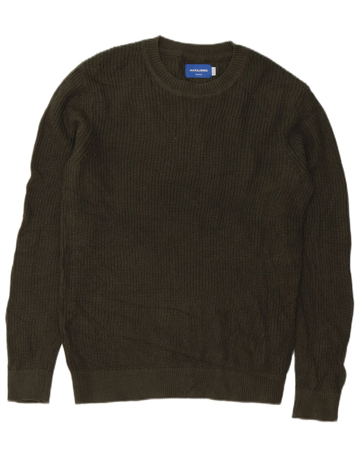Męski sweter z okrągłym dekoltem Jack & Jones, średni zielony akryl